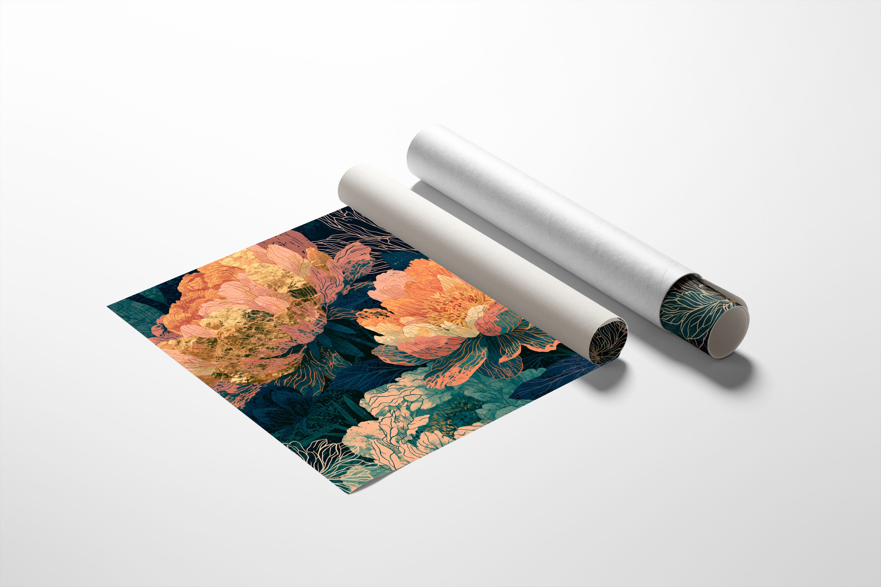 Peonies in Copper and Teal