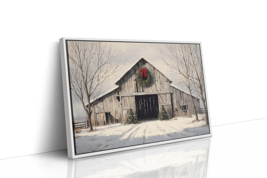 Winter Barn Wears Holiday Red