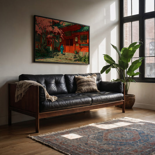 Cherry Blossoms Dance At Temple Steps