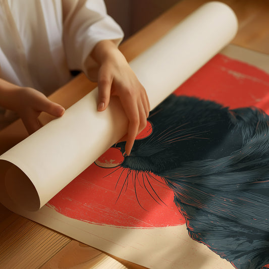 Samurai Cat Guards Red Moon Rising