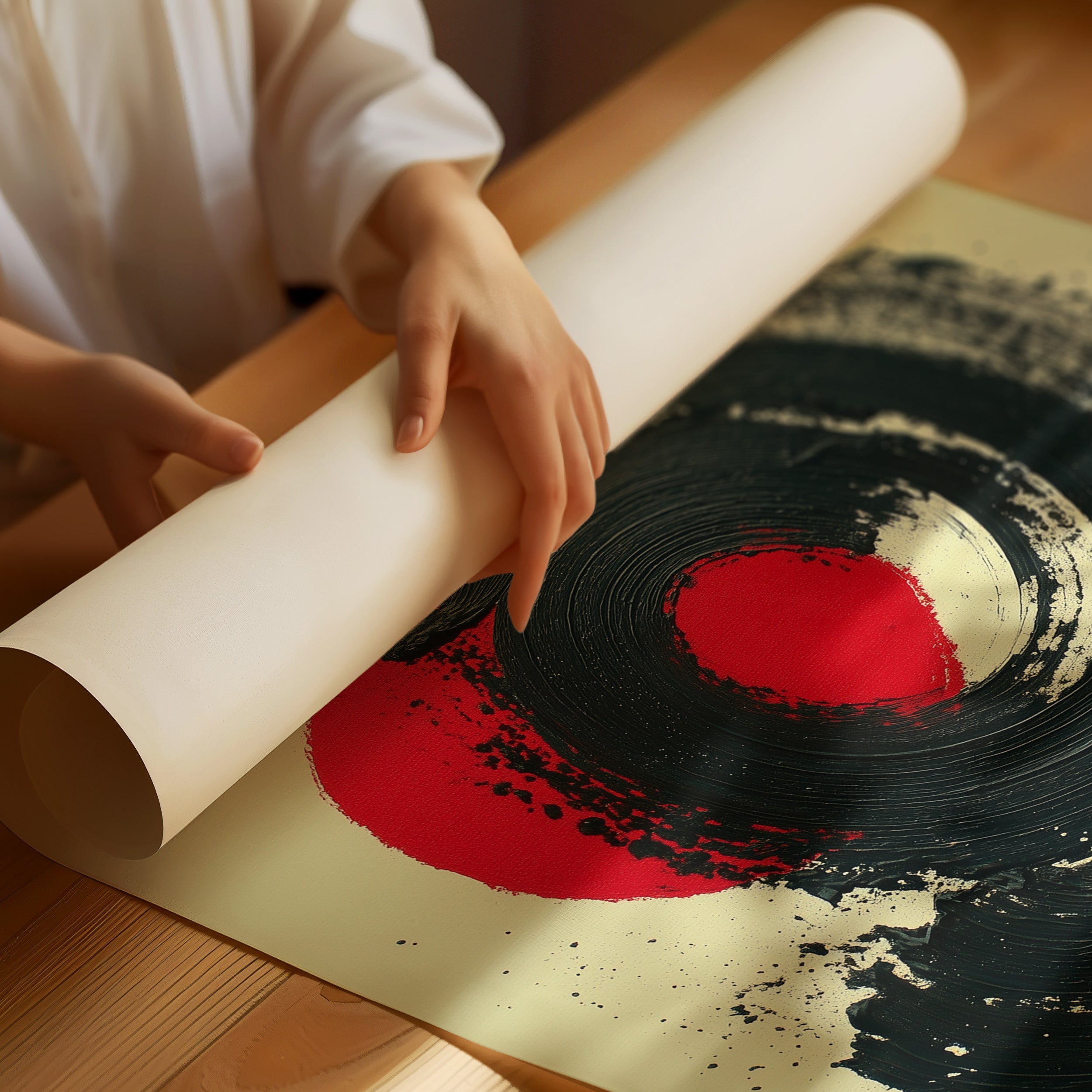 Red Sun Dances Through Ink