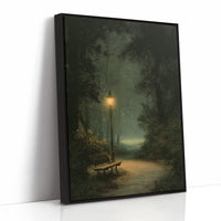 Misty Green Path By Lamplight