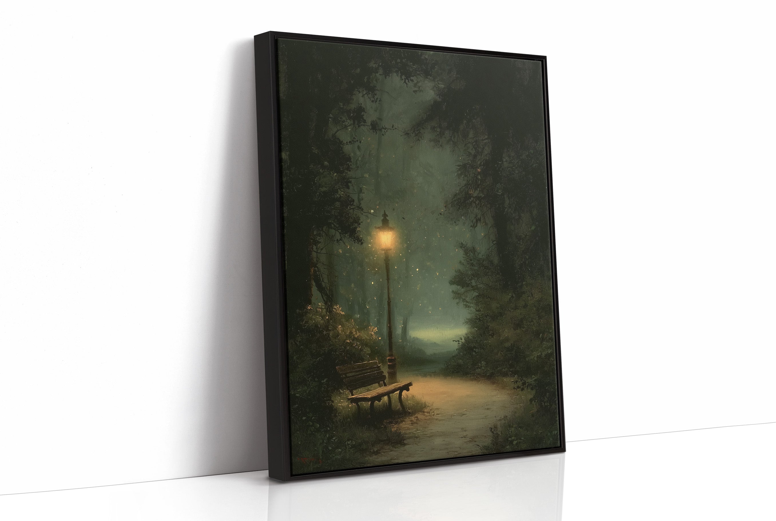 Misty Green Path By Lamplight