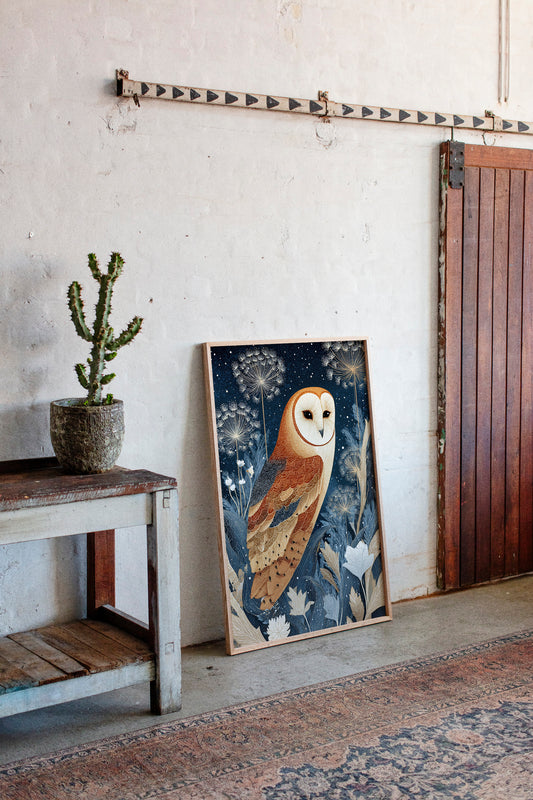 Barn Owl Amidst Ethereal Flora