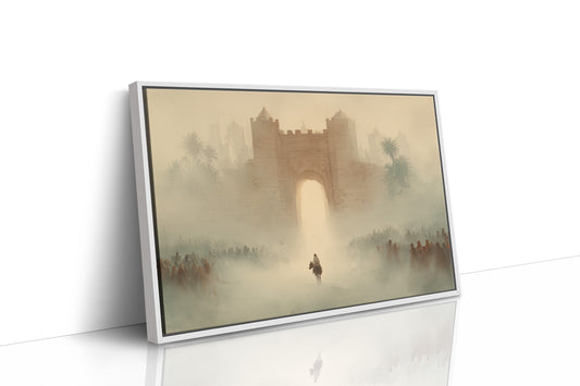 Ancient Gateway Beckons Through Desert Haze