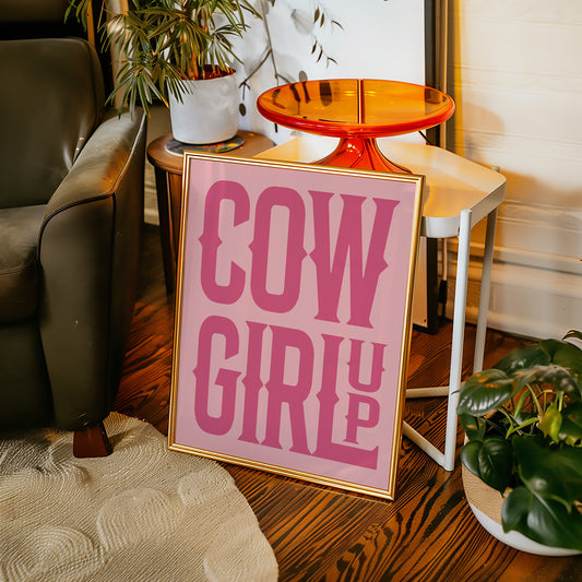 Cowgirl Up Pink Western Poster