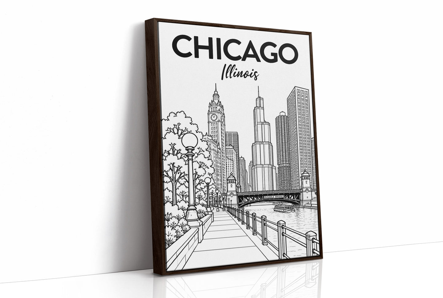 Chicago, Riverwalk Line Art