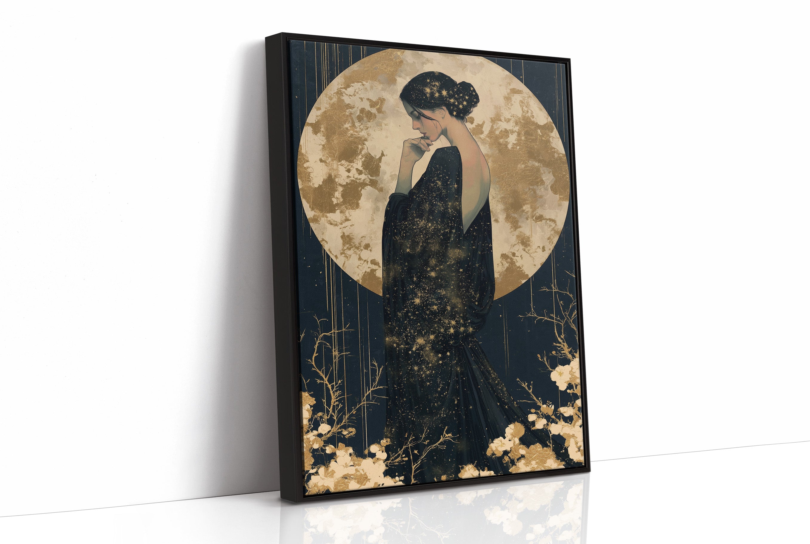 Woman Cloaked In Starlight Gown