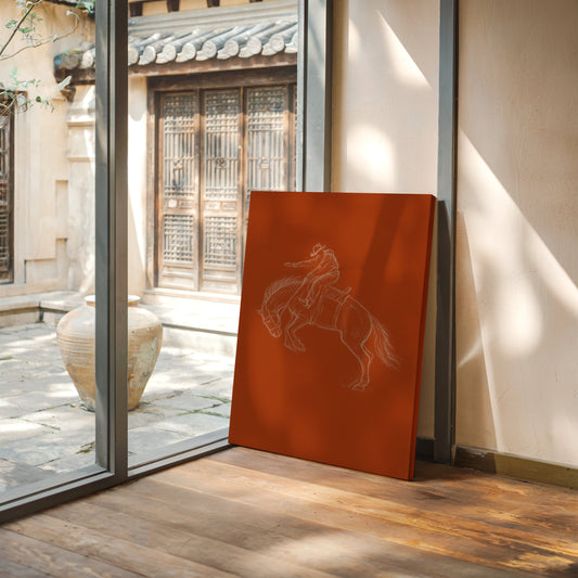 Minimalist Bronco Rider Sketch