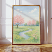 Spring Stream and Blossom Path