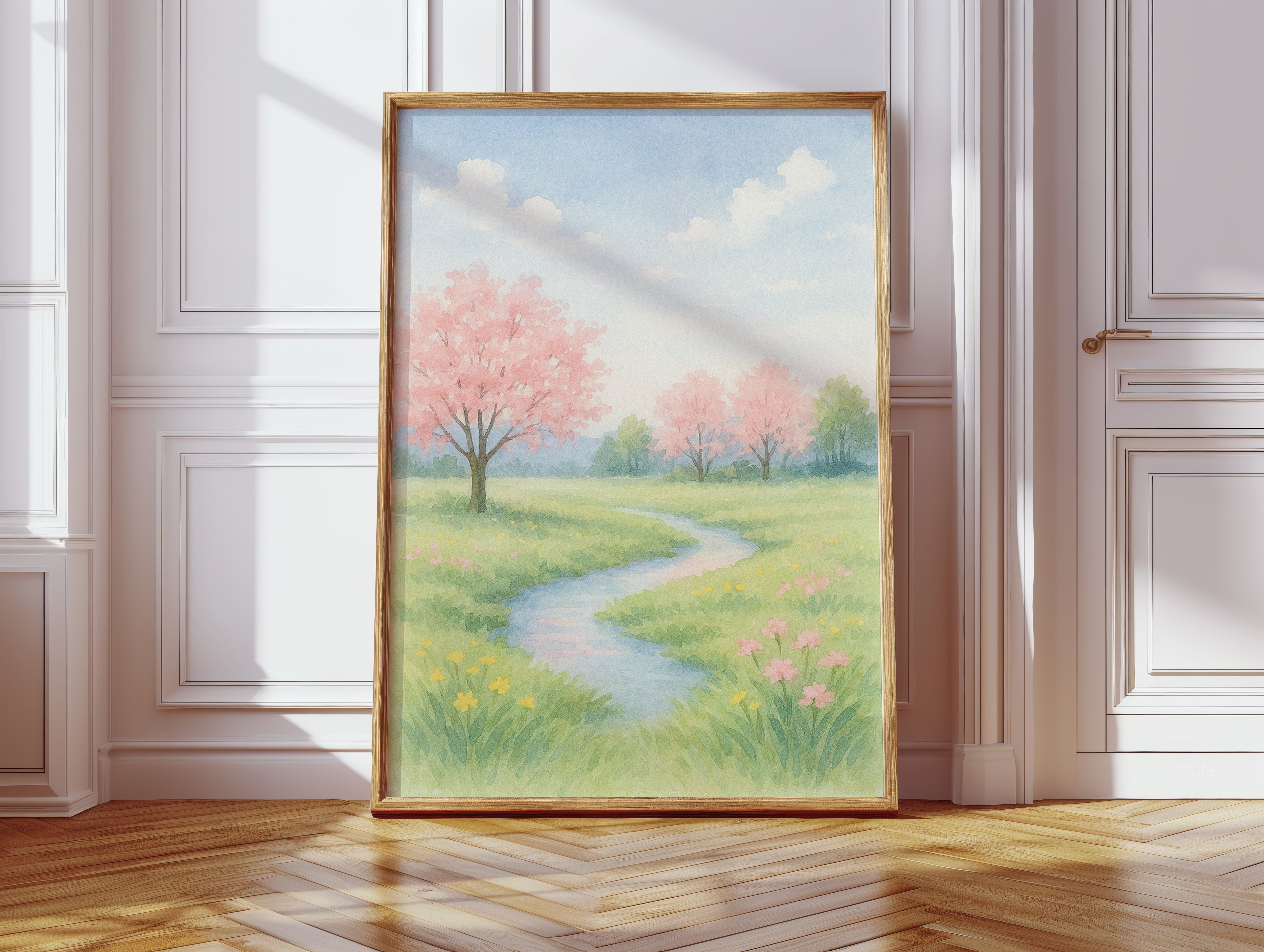 Spring Stream and Blossom Path