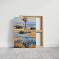 Windmill and Bluebonnets — Texas Hill Country Oil Print