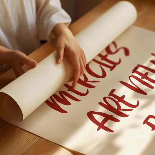 Crimson Words On Ivory Canvas