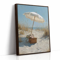 Solitary Parasol Awaits Seaside Return