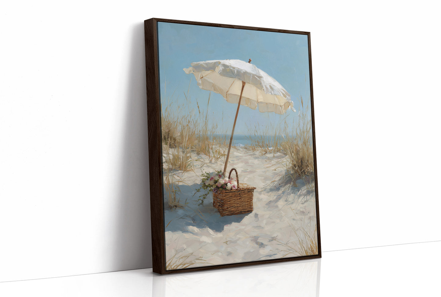 Solitary Parasol Awaits Seaside Return