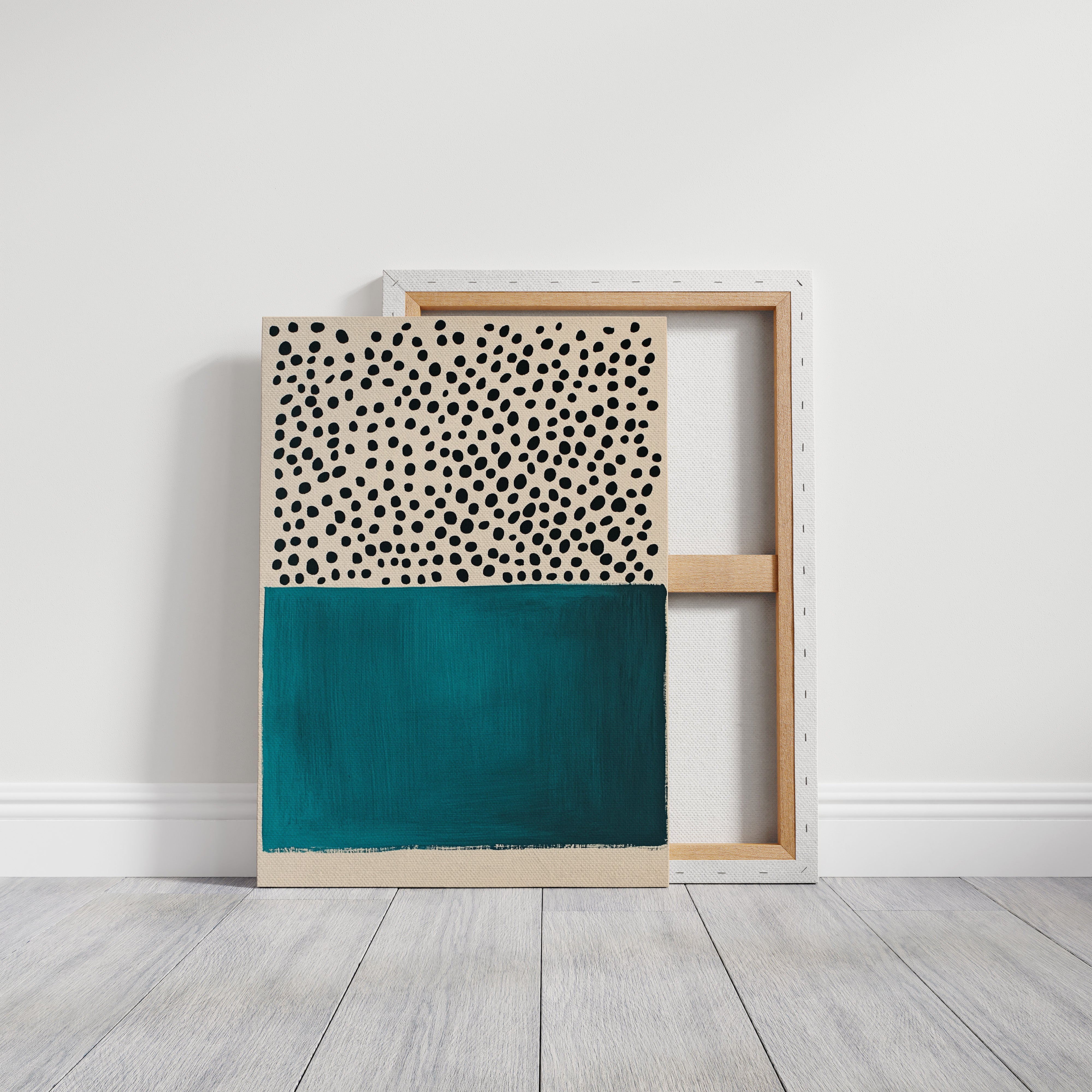 Teal Block and Ink Dots