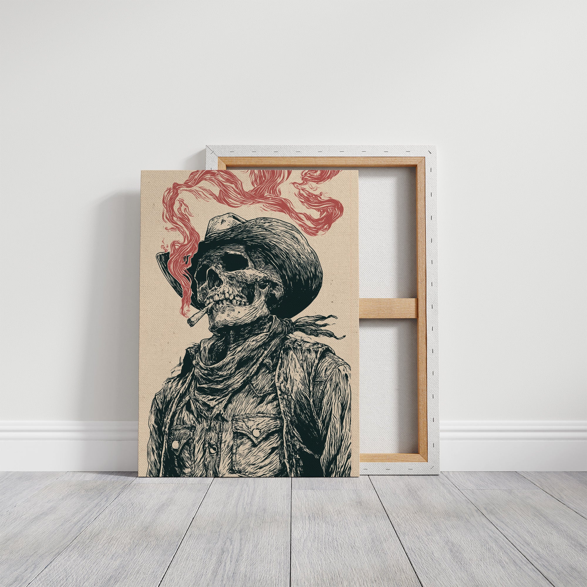 The Last Cowboy — Skeleton Portrait Engraving Print