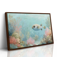 Pufferfish Drifts Through Coral Symphony