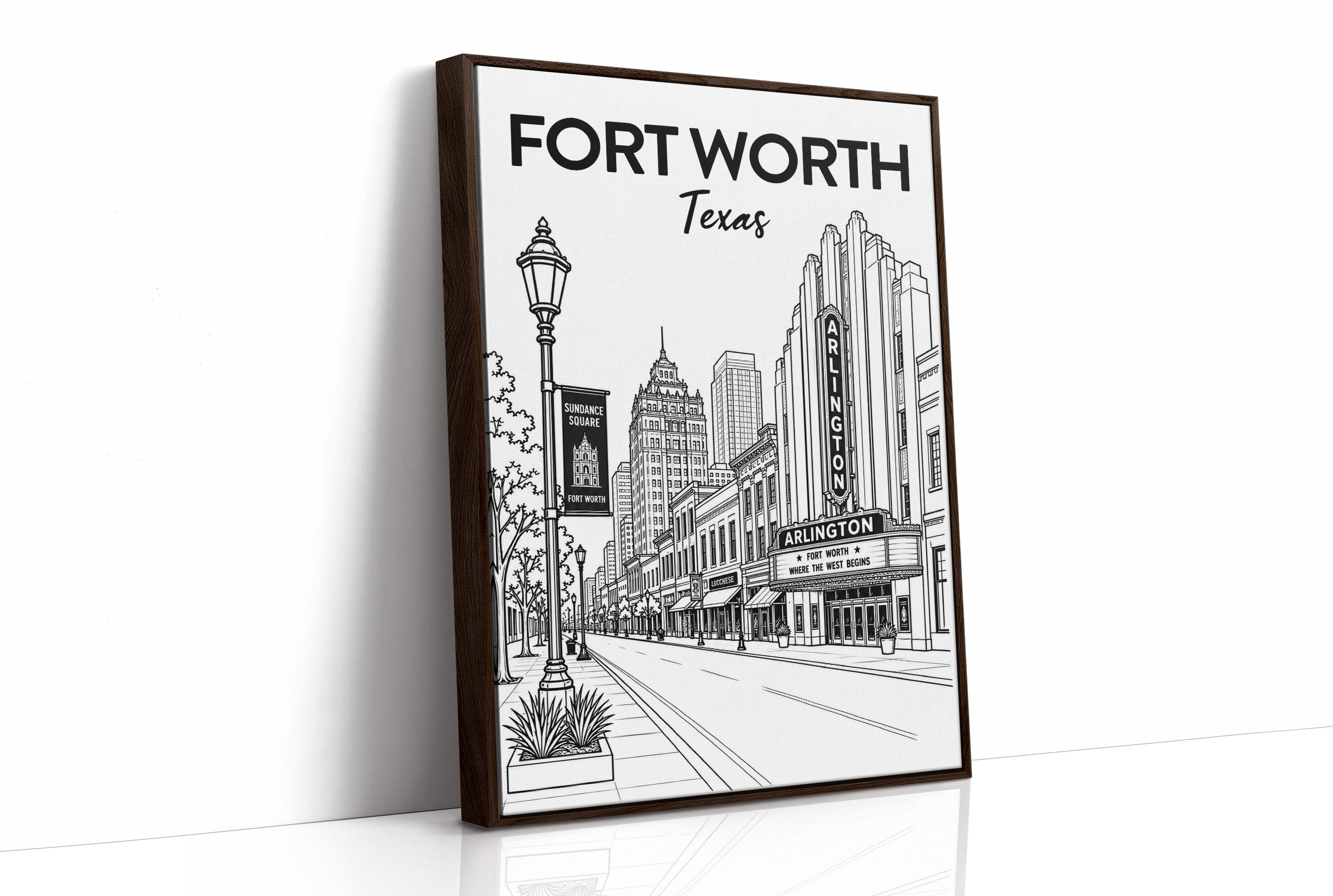 Fort Worth, Marquee Line Art