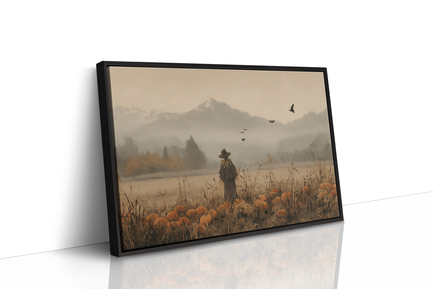 Autumn Field Watcher Stands Alone