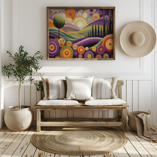 Tuscan Hills Dance In Violet Light