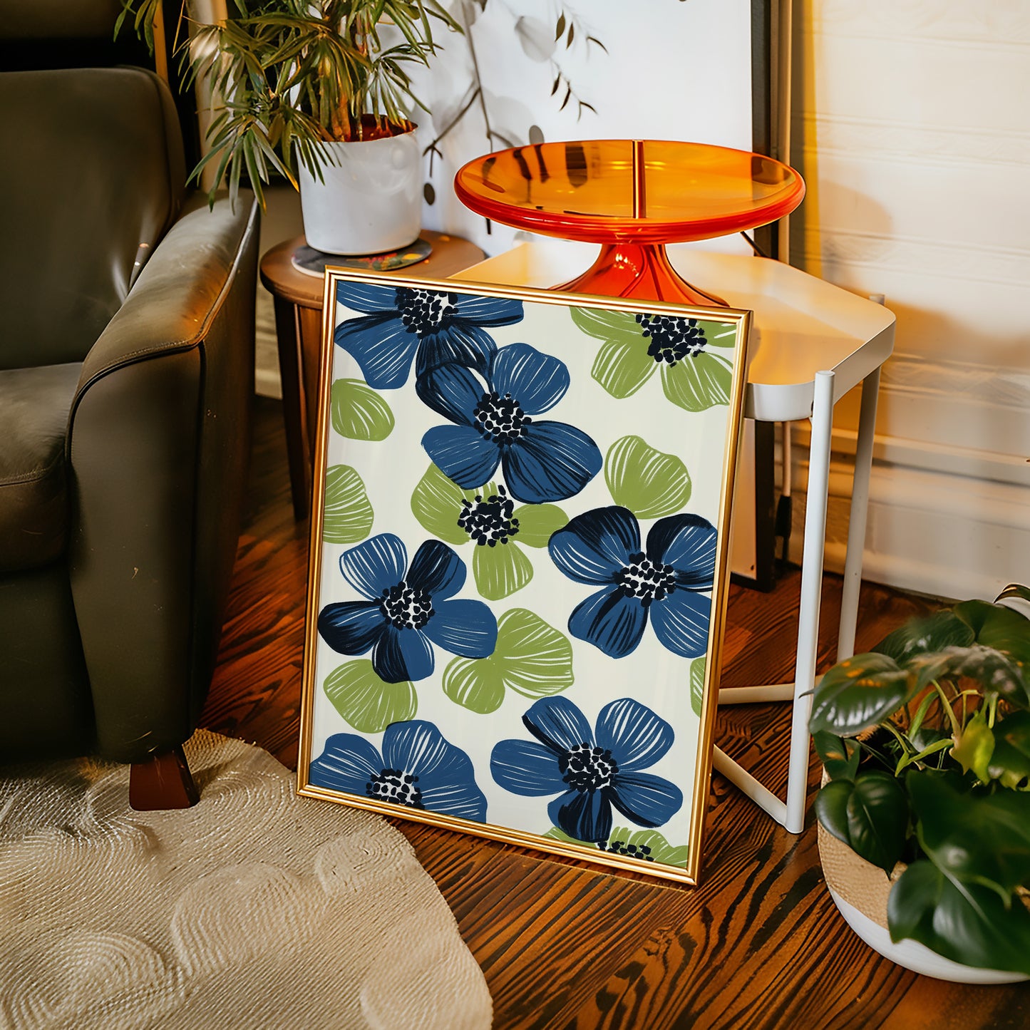Summer Blossoms Drift In Navy