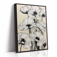 Botanical Poppies in Ink Wash