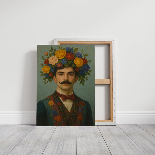 Floral Nobleman in Crimson Bowtie