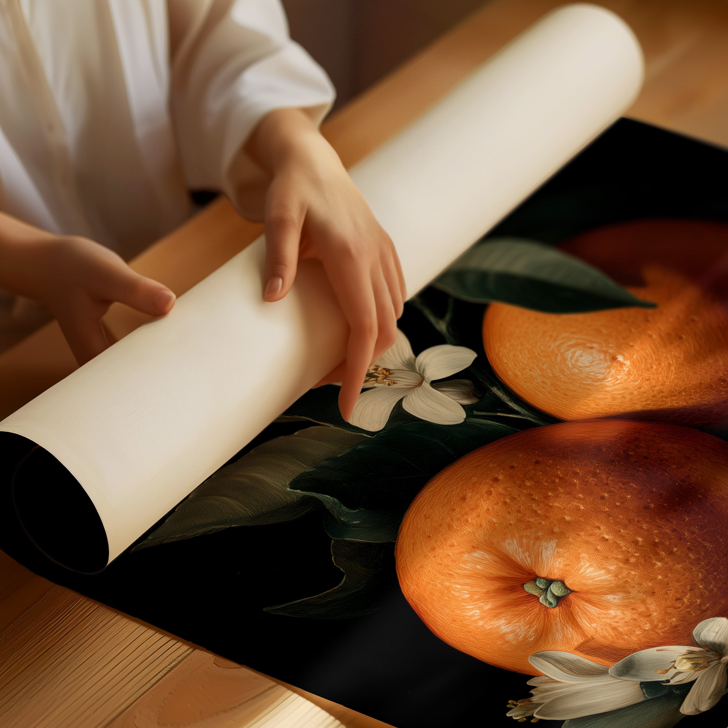 Citrus Blooms Against Midnight Velvet