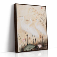 Japanese Egret Wall Art – Elegant Traditional Asian Nature Print
