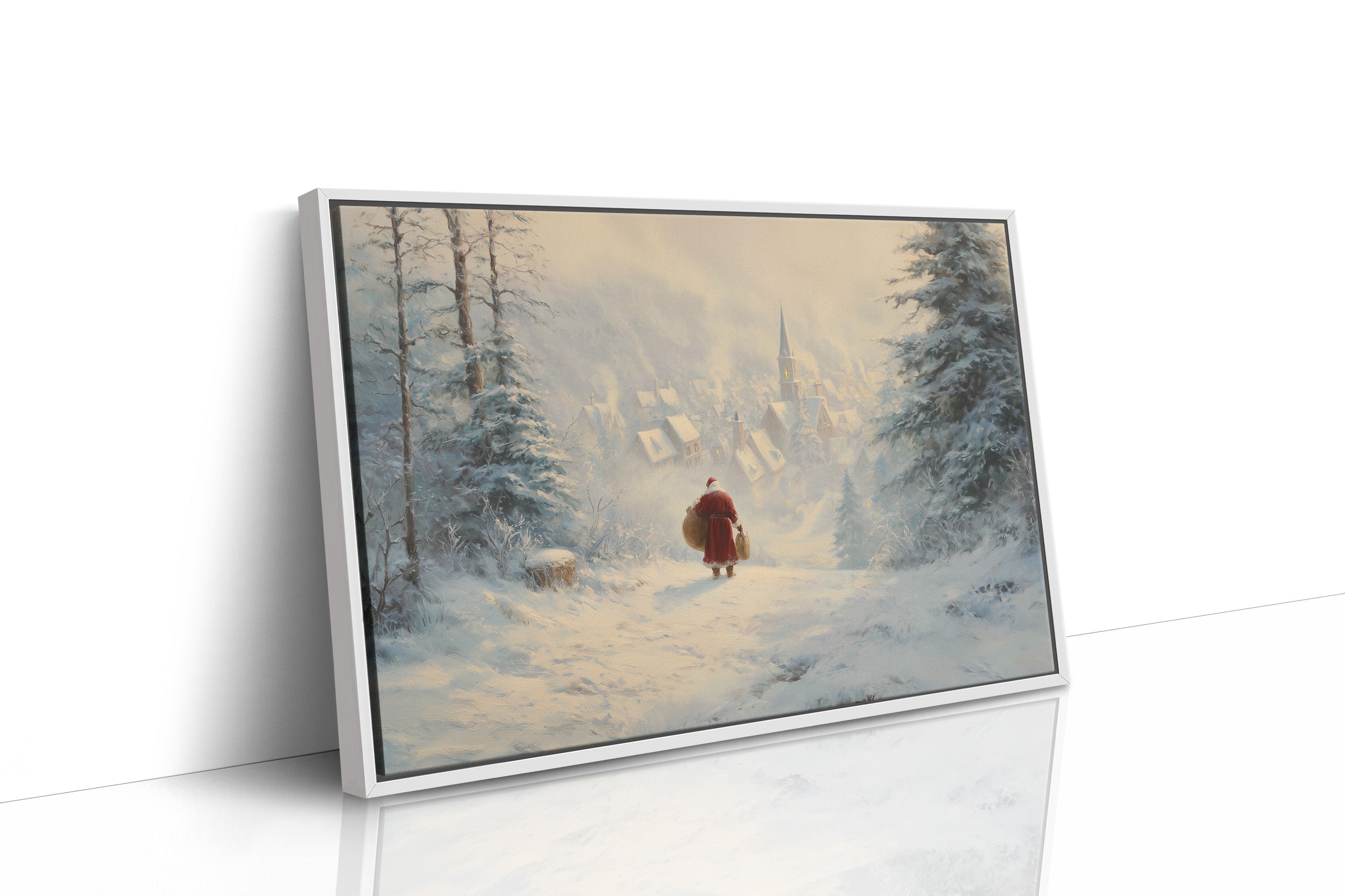 Snow Path Leads To Village Light