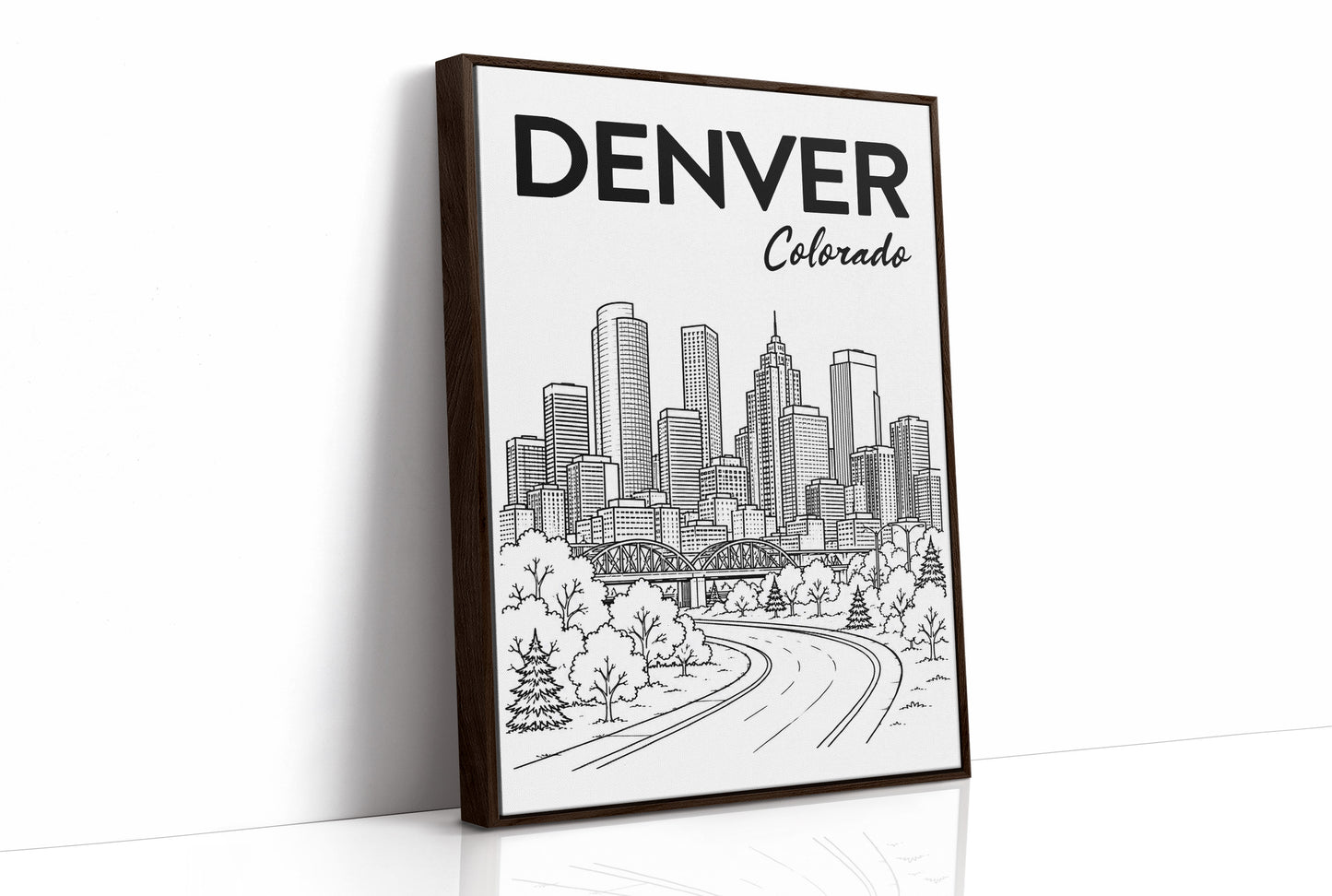Denver, Winding Road Line Art