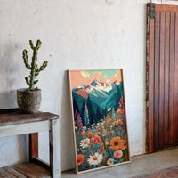 Floral Tapestry Beneath Mountain Peaks