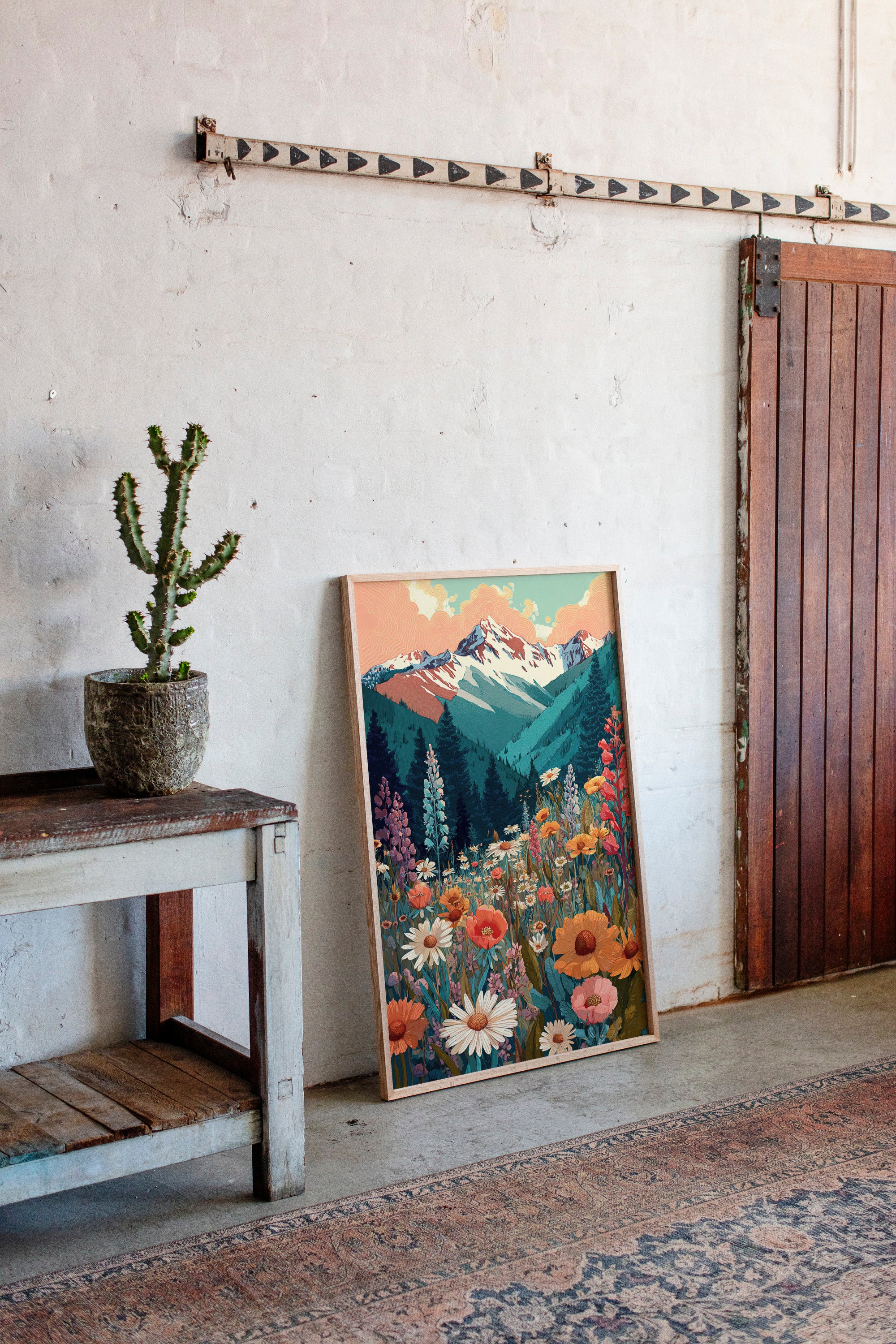 Floral Tapestry Beneath Mountain Peaks