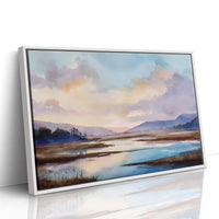 Lavender Lakes Between Distant Hills