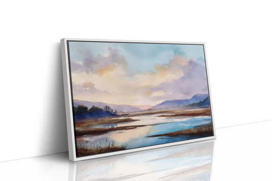 Lavender Lakes Between Distant Hills