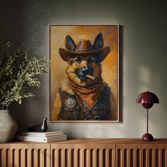 German Shepherd Sheriff in the Saddle