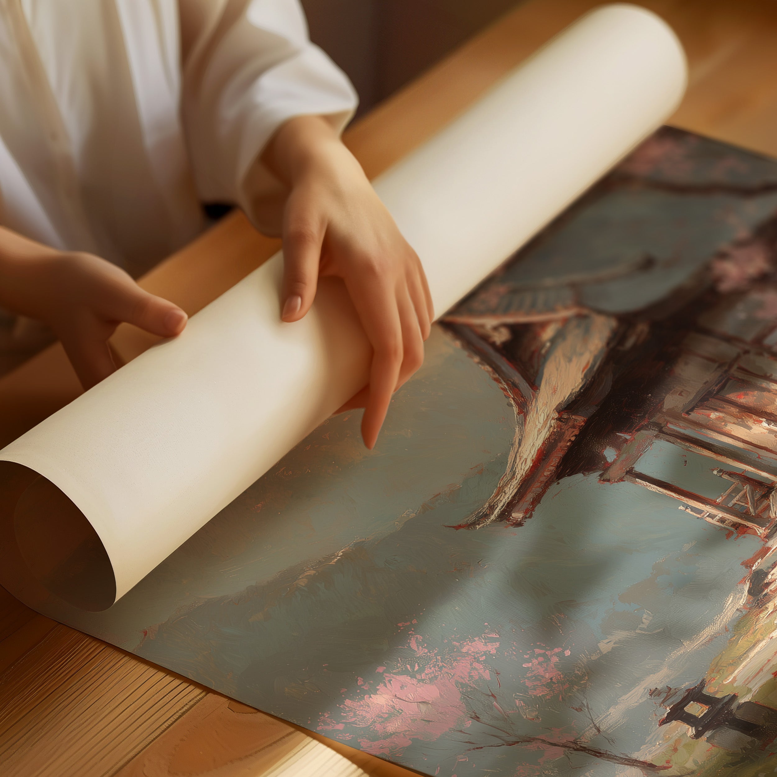 Cherry Blossoms Guard Ancient Temple Path