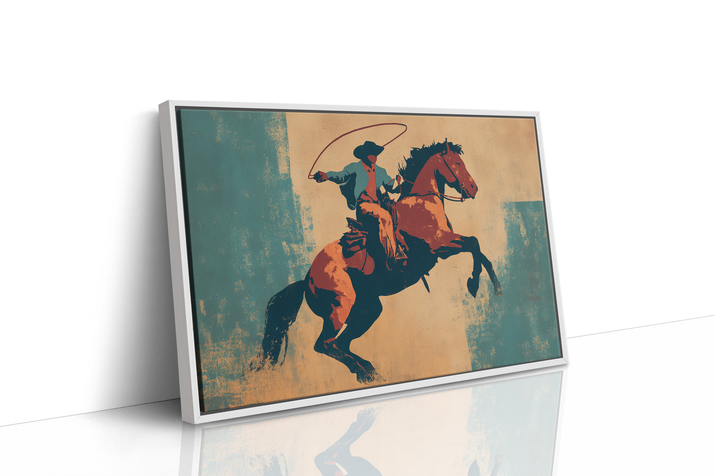 Rodeo Silhouette Dances Against Turquoise Sky