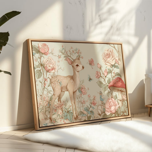 Fawn Dances Through Rose Garden Magic