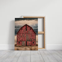 The Red Barn — Stormy Prairie Oil Painting