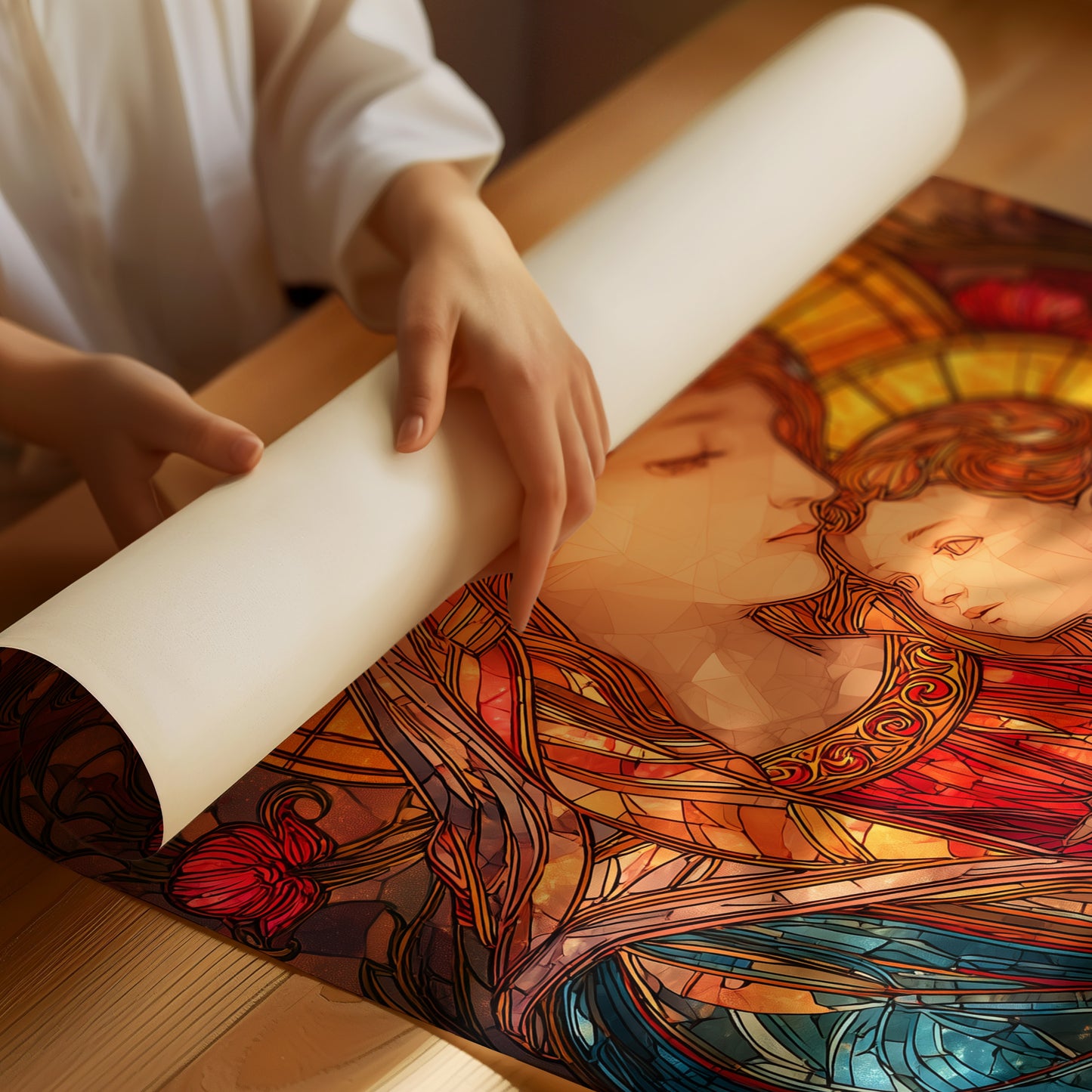 Sacred Glow Through Stained Glass