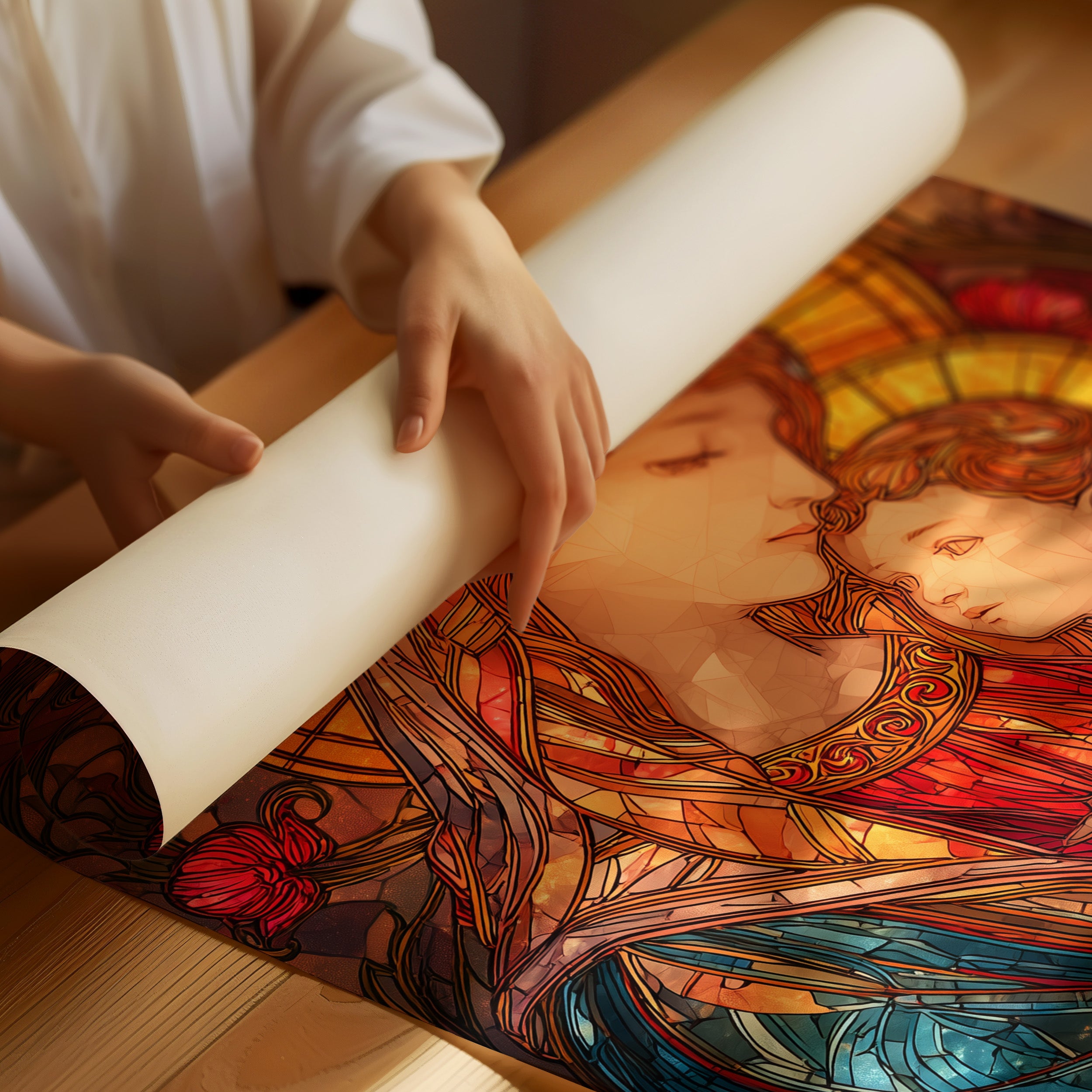 Sacred Glow Through Stained Glass