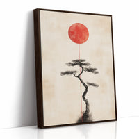 Minimalist Bonsai & Rising Sun – Japanese Zen-Inspired Wall Art