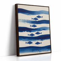 Blue Fish Swim Between Waves