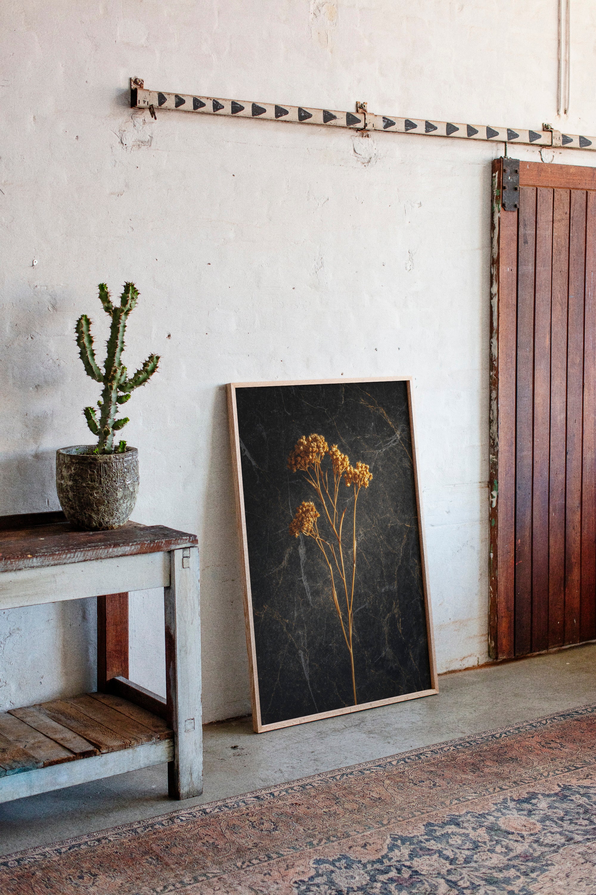 Golden Blooms Against Timeless Stone