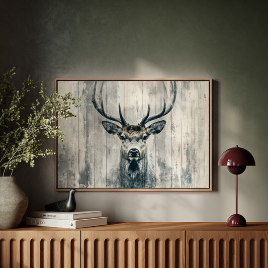 Noble Stag Against Winter Wood