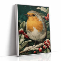 Robin in the Holly Snow