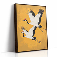 Japanese Red-Crowned Cranes – Elegant Minimalist Wall Art