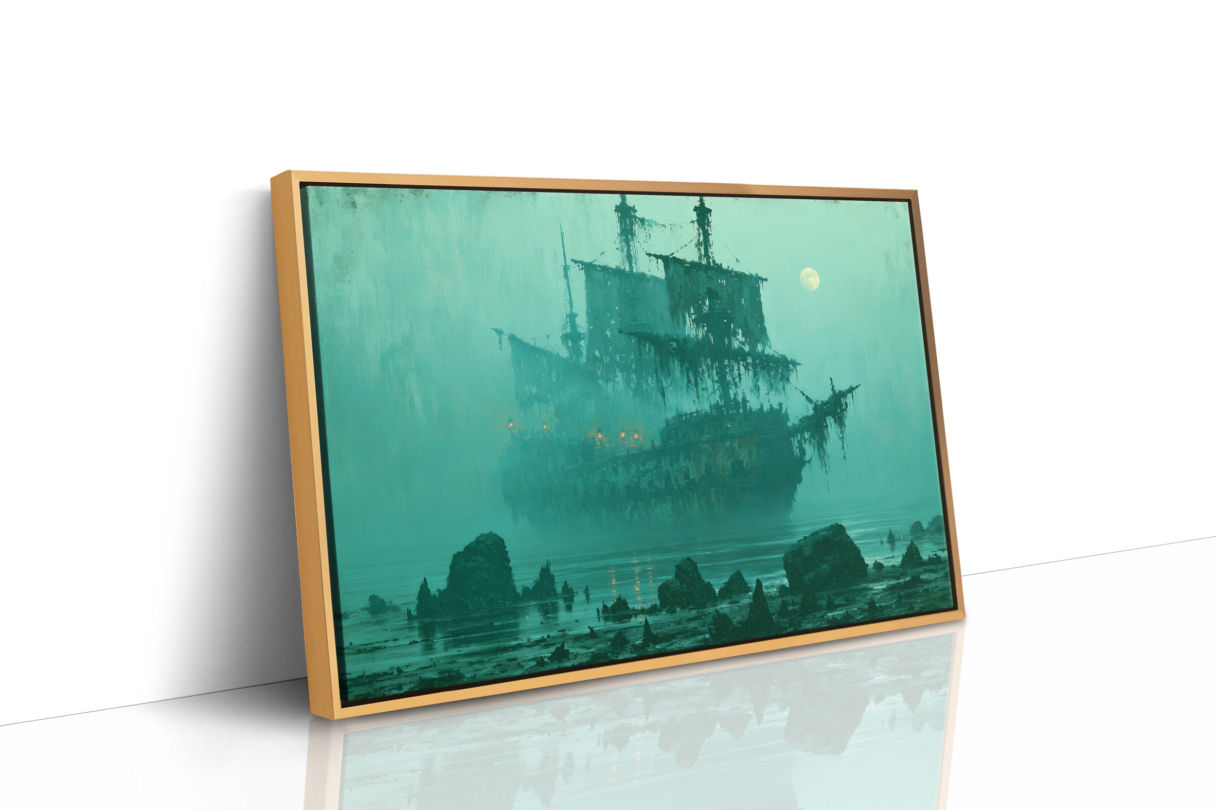 Ghost Ship Under Full Moon